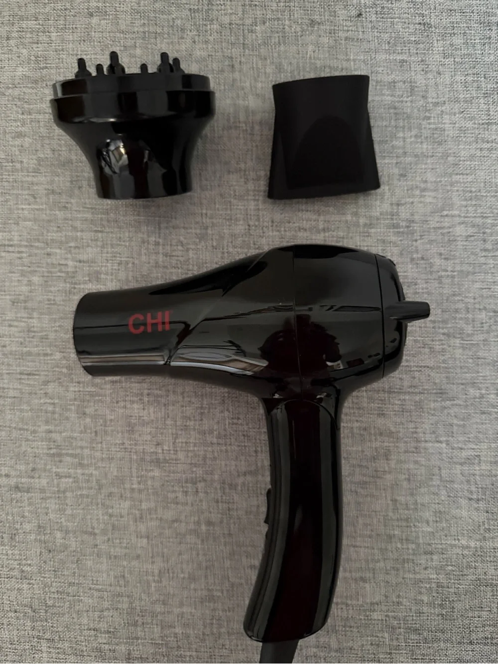 CHI Black Mini Travel Hair Dryer with Diffuser & Concentrator Attachments